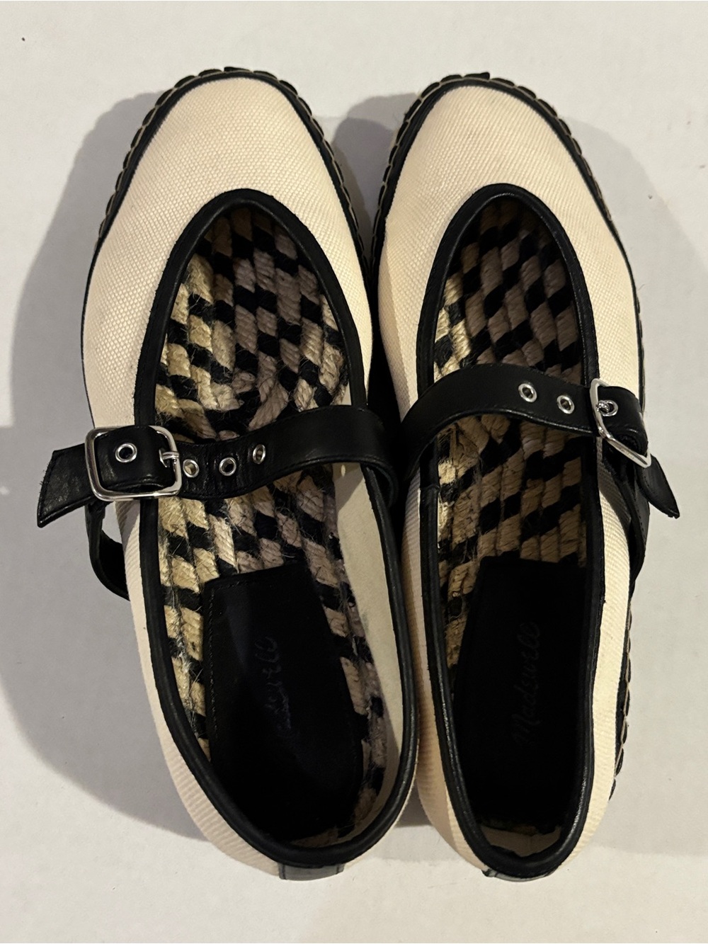 Madewell The Remy Mary Jane Womens size 8 Shoes Espadrille Cream & Black - Picture 11 of 16